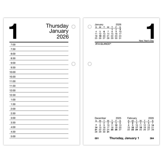 ATAGLANCE® 2026 Daily LooseLeaf Desk Calendar Refill, Standard, 3 1/