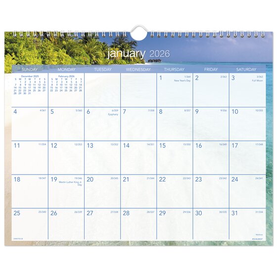 ATAGLANCE® 2026 Tropical Escape Monthly Wall Calendar, Medium, 15" x