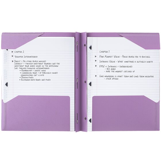 Five Star Stay-Put Plastic Pocket and Prong Folder, Amethyst