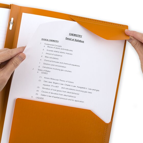 Five Star Stay-Put Plastic Pocket and Prong Folder, Sedona Orange