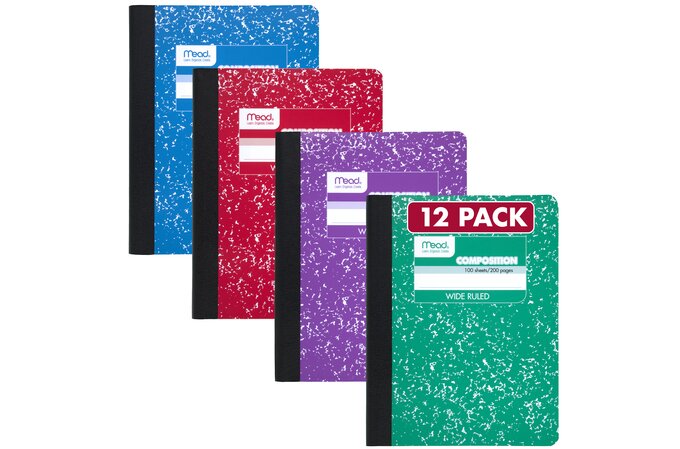 12 Pack Wide Ruled Composition Notebooks – 100 Sheets / 200 Pages – Back To School