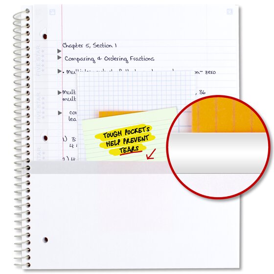 Notebook Wave Line Five Star® Simple Waves Spiral Notebook Plus Study App, 1 Subject ...