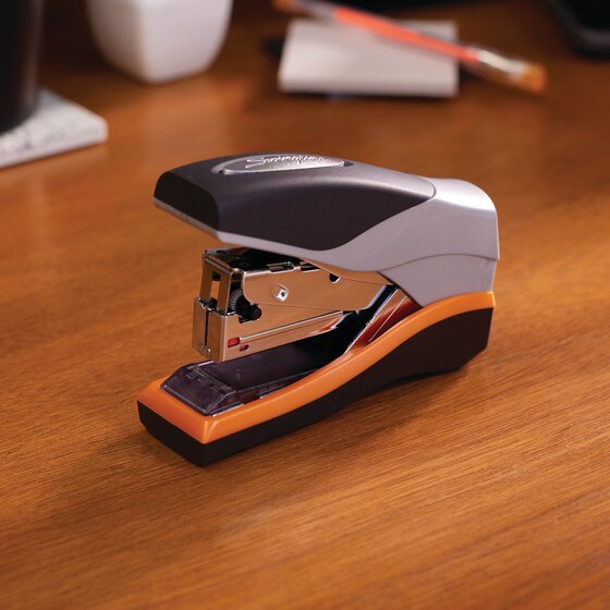Optima 40 Compact Stapler, 40-Sheet Capacity, Black/Silver/Orange