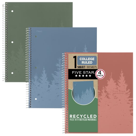 Five Star® Recycled Notebook Plus Study App, 1 Subject, College
