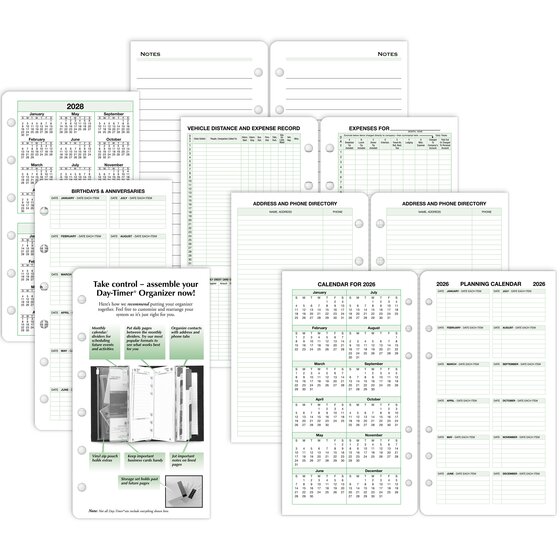 Day-Timer® July 2026 – June 2027 Two Page Per Day Reference Planner Refill, Loose-Leaf, Portable Size, 3 3/4" x 6 3/4"