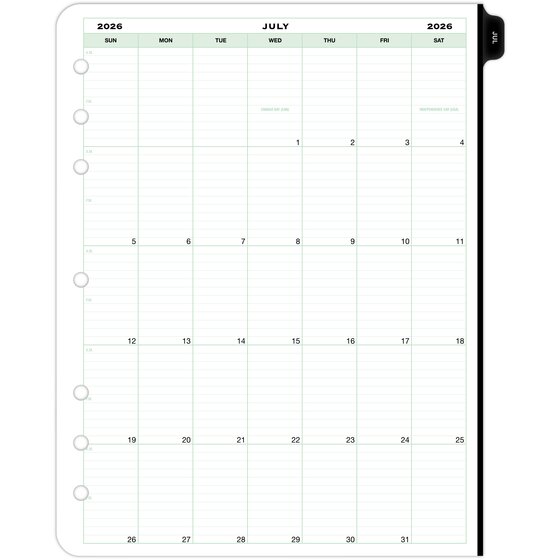 Day-Timer® Two Page Per Day Reference Loose-Leaf Planner Refills, Folio