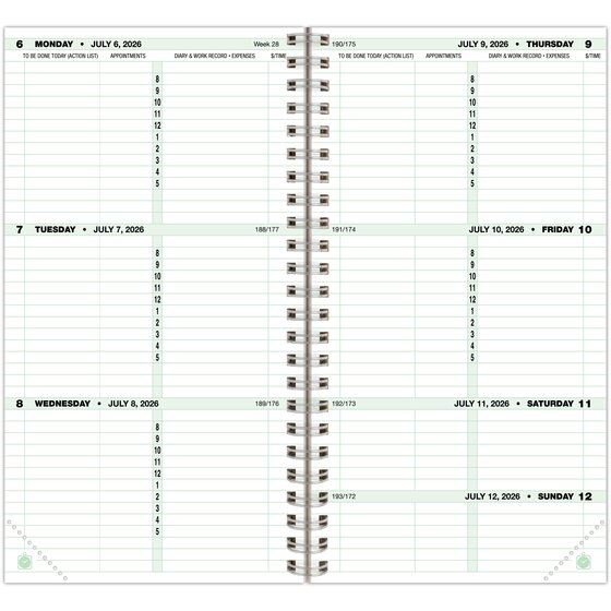 Day-Timer® July 2026 – June 2027 Two Page Per Week Original Planner Refill, Wirebound, Pocket Size, 3 1/2" x 6 1/2"