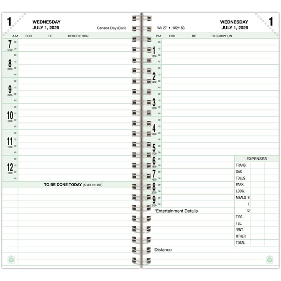 Day-Timer® July 2026 – June 2027 Two Page Per Day Recorday Planner ...