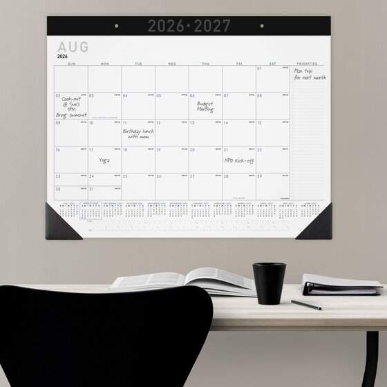 AT-A-GLANCE® Contemporary Academic 2026-2027 Monthly Desk Pad Calendar ...