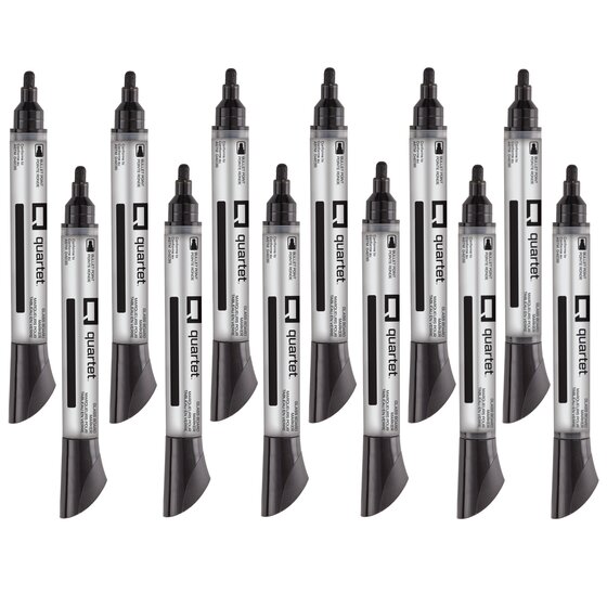 Quartet Whiteboard-Marker, 36 Stück Schwarz – Feine Spitze, Trocken Abwischbar, Mit Magnetischer Kappe