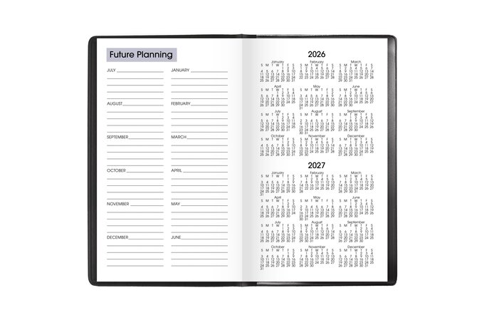2026/2027, weekplanner, inleg A5, 6 gaten, 1 week 2 pagina's met