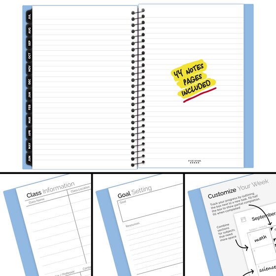 Five Star® Advance® Academic 2026-2027 Weekly Monthly Student Planner Plus Study App, Sky Blue, Small, 5 1/2" x 8 1/2"