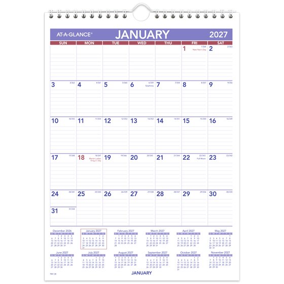 AT-A-GLANCE® 2027 Monthly Wall Calendar, Small, 8" x 11"