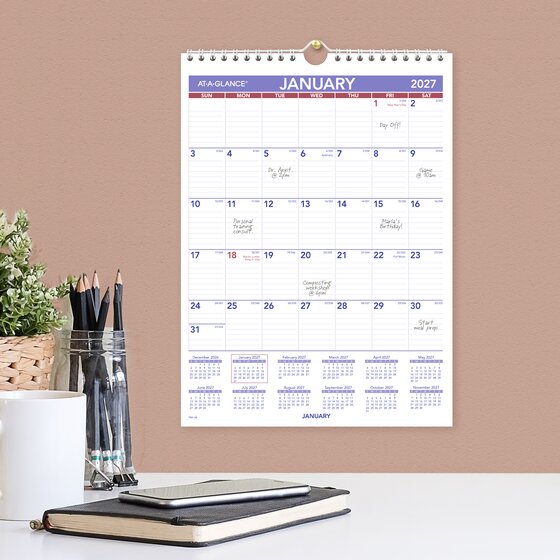 At-A-Glance 2027 Monthly Wall Calendar, Small, 8" x 11"