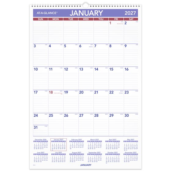 At-A-Glance 2027 Monthly Wall Calendar, Large, 15 1/2" x 22 3/4"