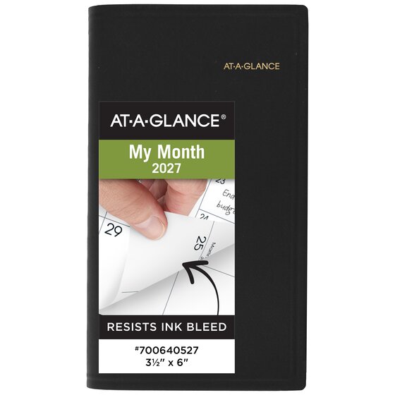 AT-A-GLANCE® 2027 Refillable Monthly Planner, Black, Pocket, 3 1/2