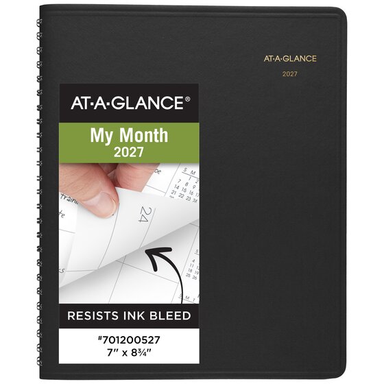AT-A-GLANCE® 2027 Monthly Planner, Black, Medium, 7