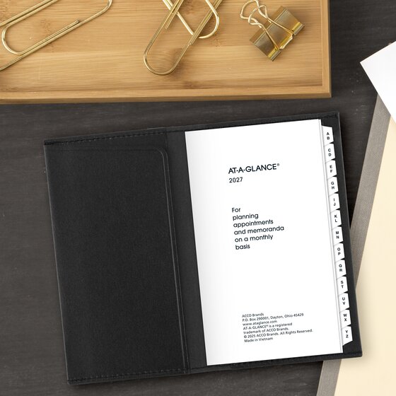 AT-A-GLANCE® 2027 Refillable Monthly Planner, Black, Pocket, 3 1/2