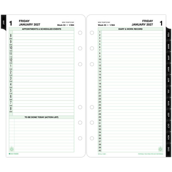 Day-Timer® January 2027 – December 2027 Two Page Per Day Reference