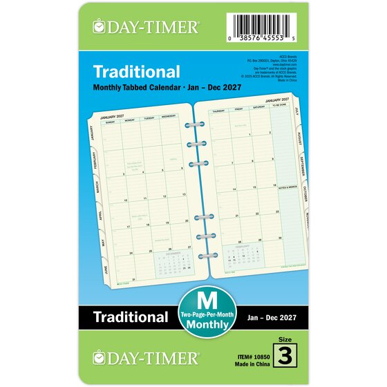 Day-Timer® January 2027 – December 2027 Tabbed Two Page Per Month ...