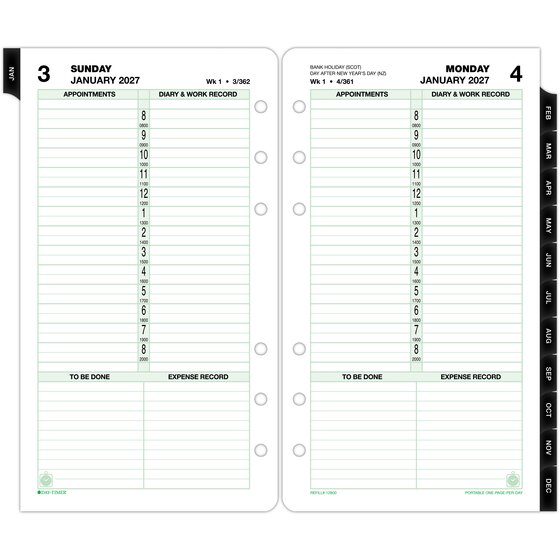 Day-Timer® January 2027 – December 2027 One Page Per Day Planner Refill