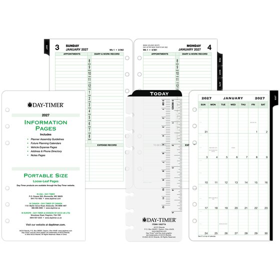 Day-Timer® January 2027 – December 2027 One Page Per Day Planner Refill