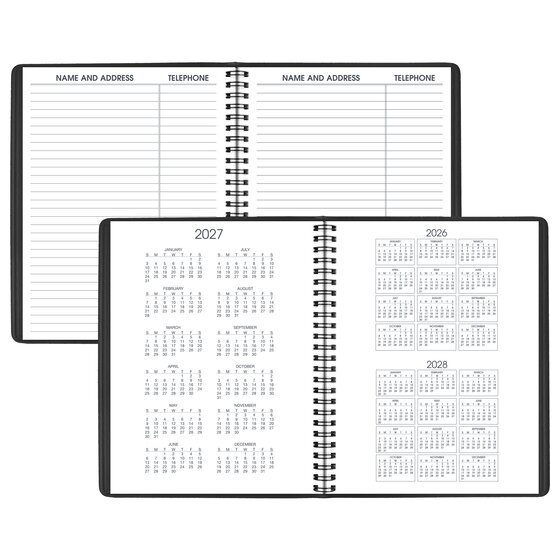 AT-A-GLANCE® 2027 Open Scheduling Weekly Planner, Black, Medium, 6