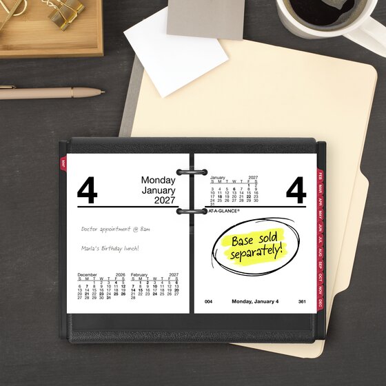 AT-A-GLANCE® 2027 Daily Loose-Leaf Desk Calendar Refill, Mini, 3