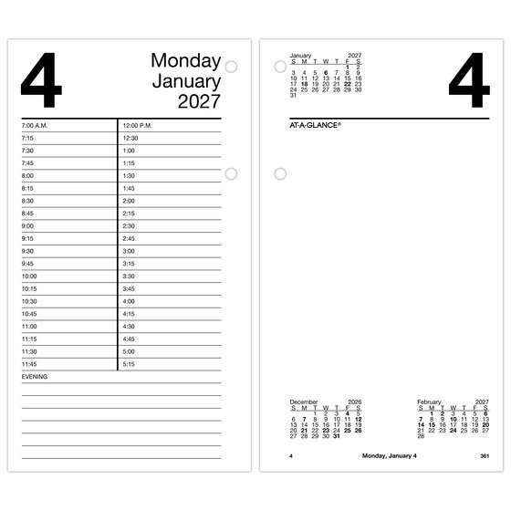 AT-A-GLANCE® 2027 Daily Loose-Leaf Desk Calendar Refill, Standard, 4 1/ ...