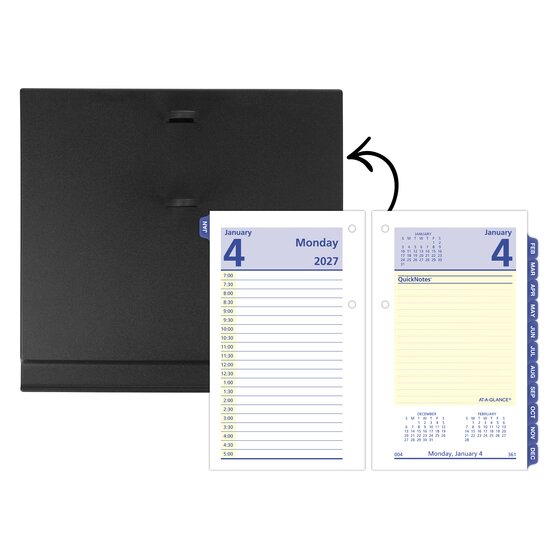 AT-A-GLANCE® QuickNotes® 2027 Daily Loose-Leaf Desk Calendar Refill ...