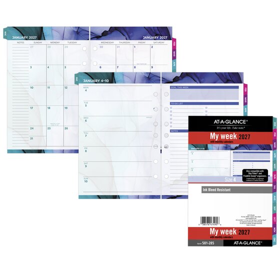 AT-A-GLANCE® 2027 Alcohol Inks Weekly Monthly Planner Refill, Loose ...