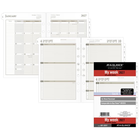 AT-A-GLANCE® 2027 Weekly Monthly Planner Refill, Loose-Leaf, Desk Size ...
