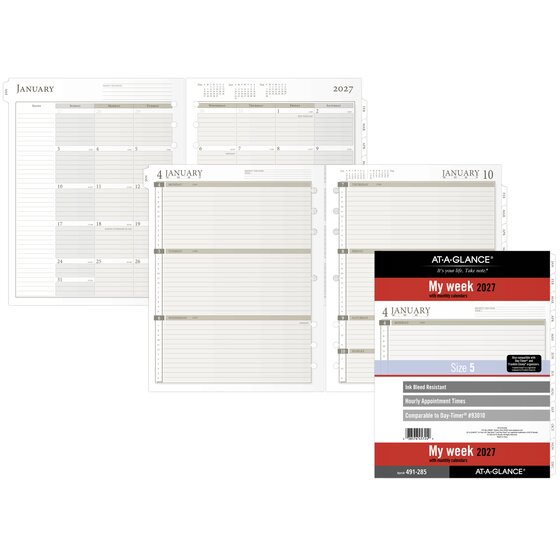 AT-A-GLANCE® 2027 Weekly Planner Refill, Loose Leaf, Folio Size, 8 1/2 ...