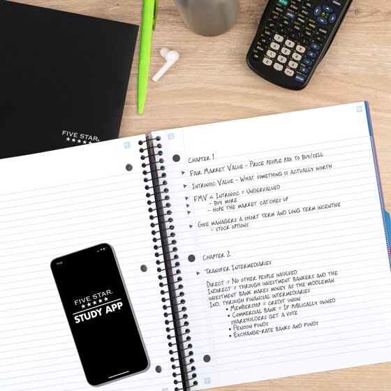 Five Star® Advance® Spiral Notebook Plus Study App, 3 Subject