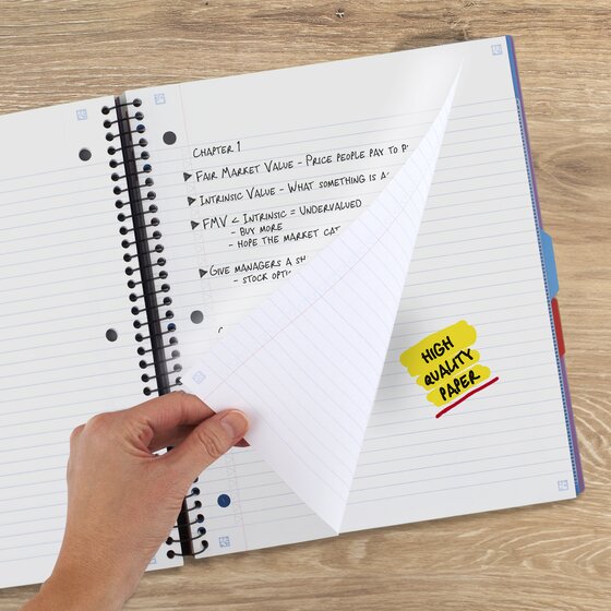Five Star® Advance® Spiral Notebook Plus Study App, 3 Subject