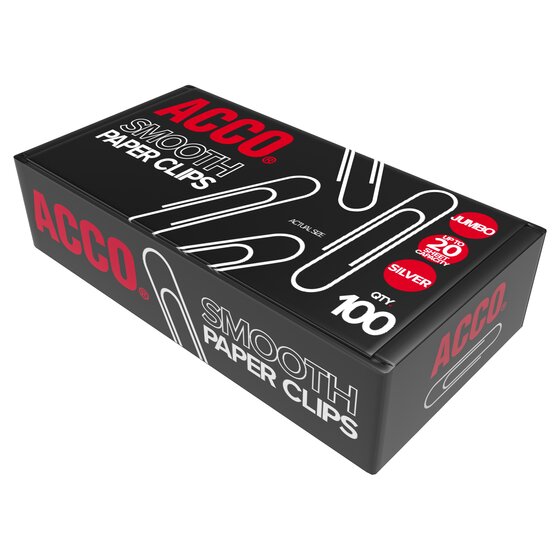 ACCO Economy Paper Clips, Smooth, Jumbo Size, 100/Box, Pack of 10 Boxes ...