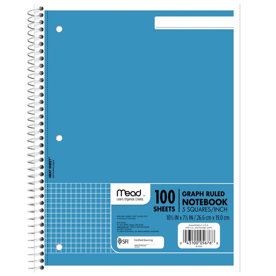 What Is Graph Ruled Notebook Mead® Spiral Notebook, 1 Subject, Graph Ruled, 100 Sheets, 7 1/2
