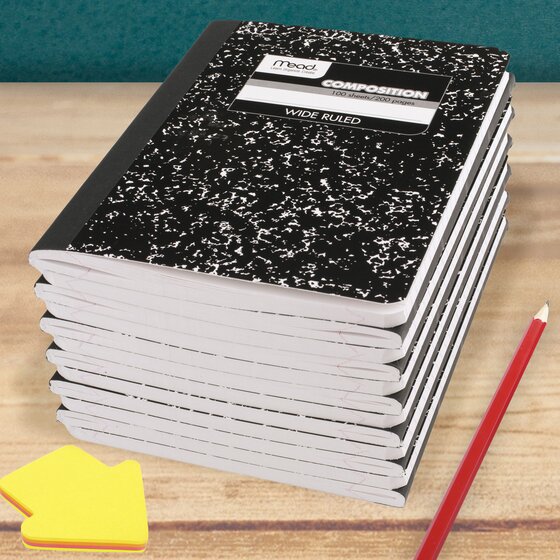 Mead Black Marble Composition Books, Wide Ruled | Composition Notebooks ...