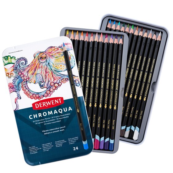 Derwent Chromaqua Watercolour Pencils 24Tin
