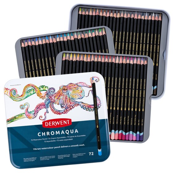 Derwent Chromaqua Watercolour Pencils 72 Tin