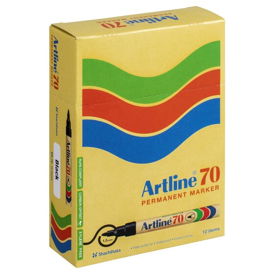 Artline 70 Permanent Marker – 1.5mm Bullet Nib – Black