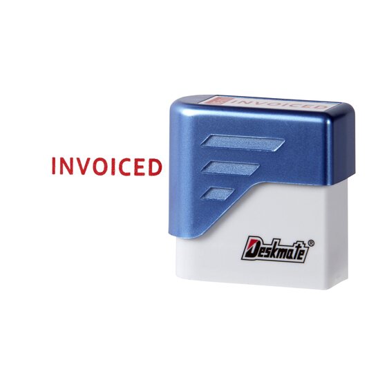DESKMATE Pre-Inked Office Stamp – INVOICED Red