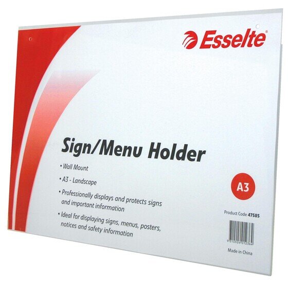ESSELTE Sign/Menu Holder – Wall Mount, A3 Landscape