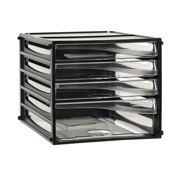Esselte Desktop Filing Drawers A4 – 4-Drawer Black Cabinet (3 Standard + 1 Double)