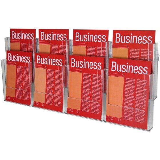 Esselte Brochure Holder Wall System – A4, 2-Tier, 8 Compartments