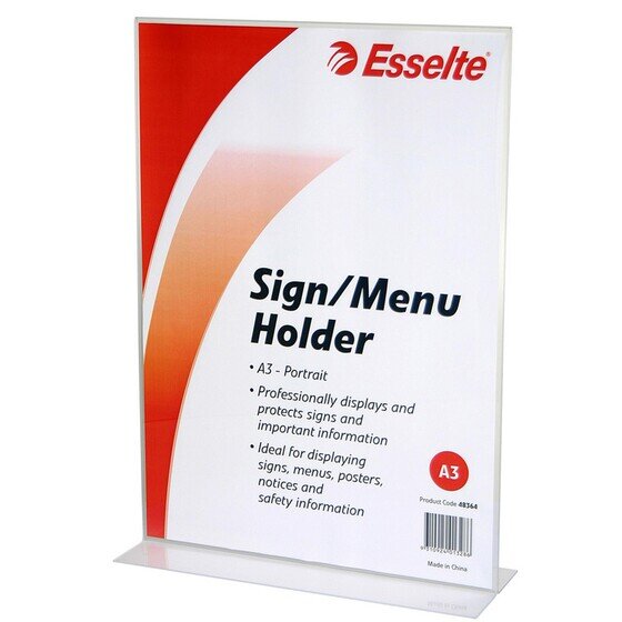 Esselte Sign/Menu Holder – 2-Sided Portrait A3