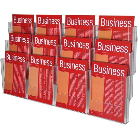Esselte Wall-Mounted Brochure Holder A4 3-Tier 12 Compartment