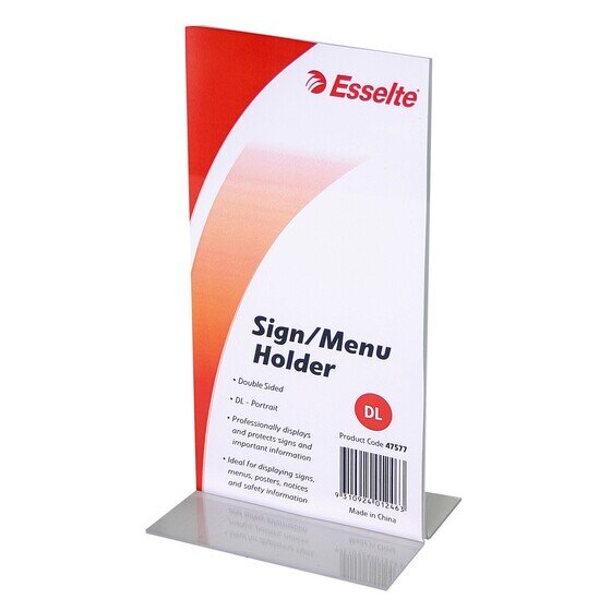 Esselte Sign & Menu Holder – 2-Sided, Portrait DL, One-Piece