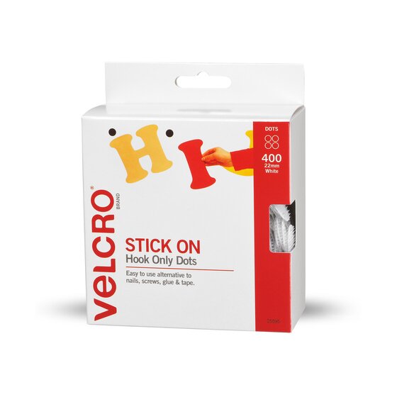 VELCRO Hook Dots 22mm x 400 White Dispenser Roll