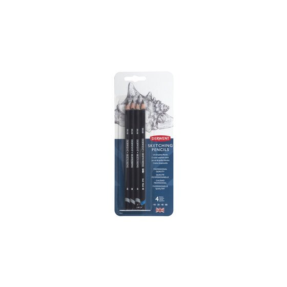 Derwent Sketching Pencil Pack of 4 – Wide Strip, Round Barrel | Art & Drawing Pencils